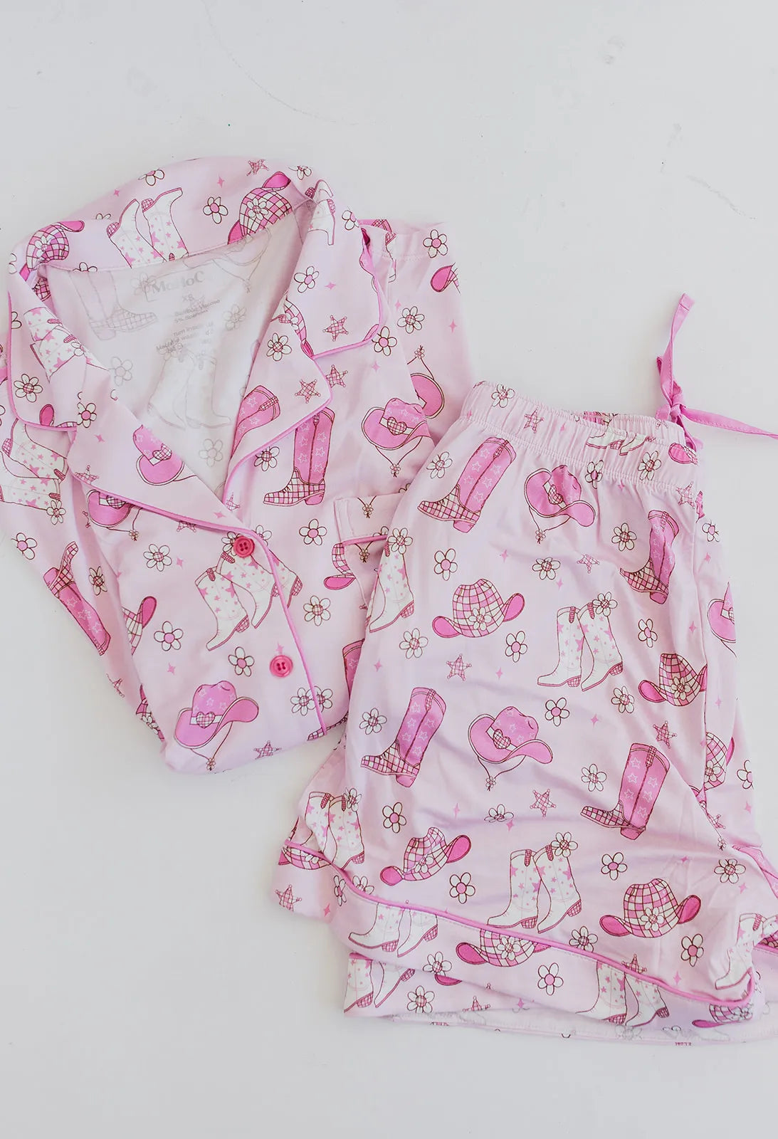 Pink Western Cowgirl Pajama Shorts Set